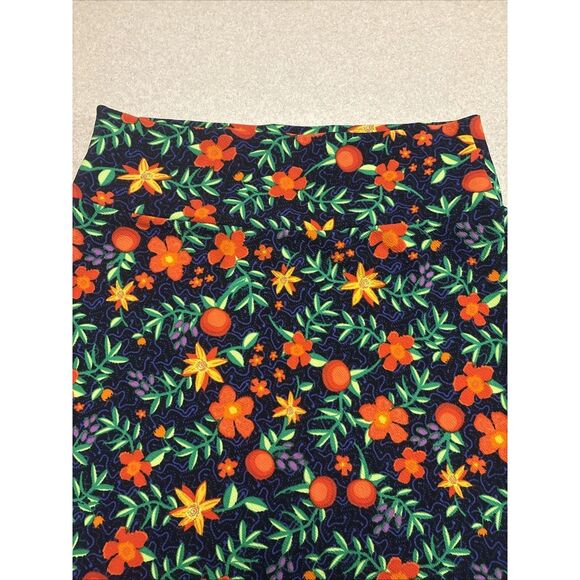 LuLaRoe Women's Pencil Skirt Orange And Flower Pattern Size L - Picture 3 of 4